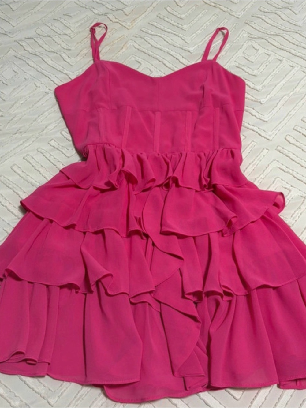 Olivaceous Hot Pink Ruffled Dress